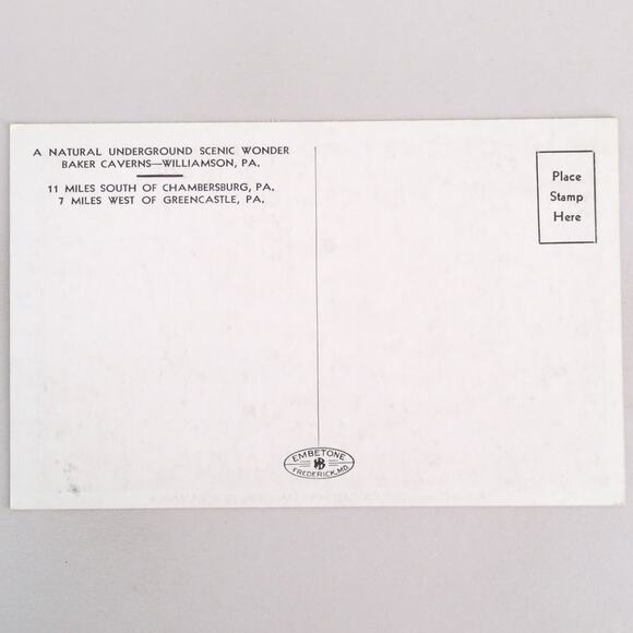 Baker Caverns Williamson Pennsylvania 1930s Postcard PA PC B&W Photo - Picture 2 of 2